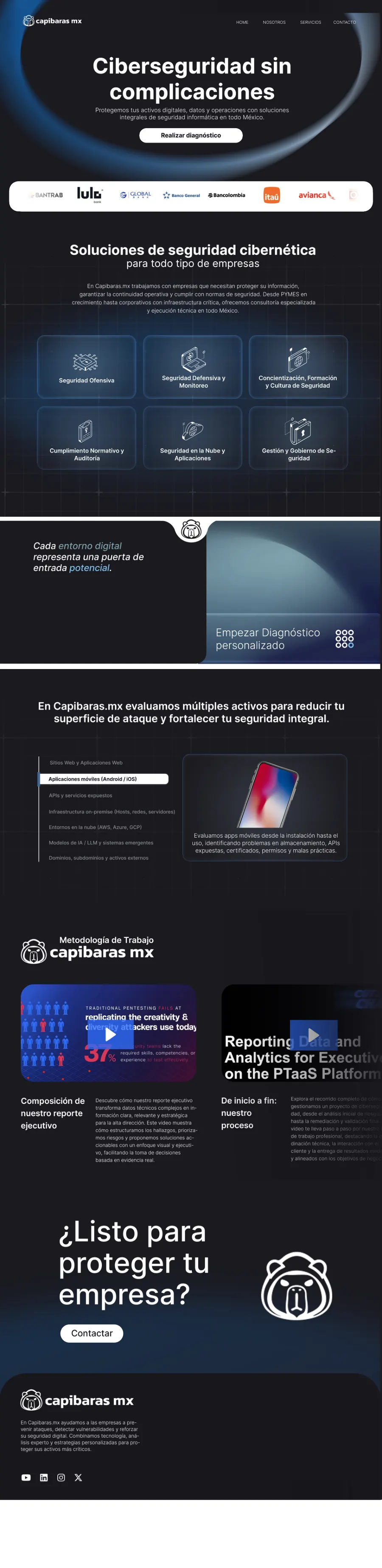 Diseño completo del sitio de CapibarasMX