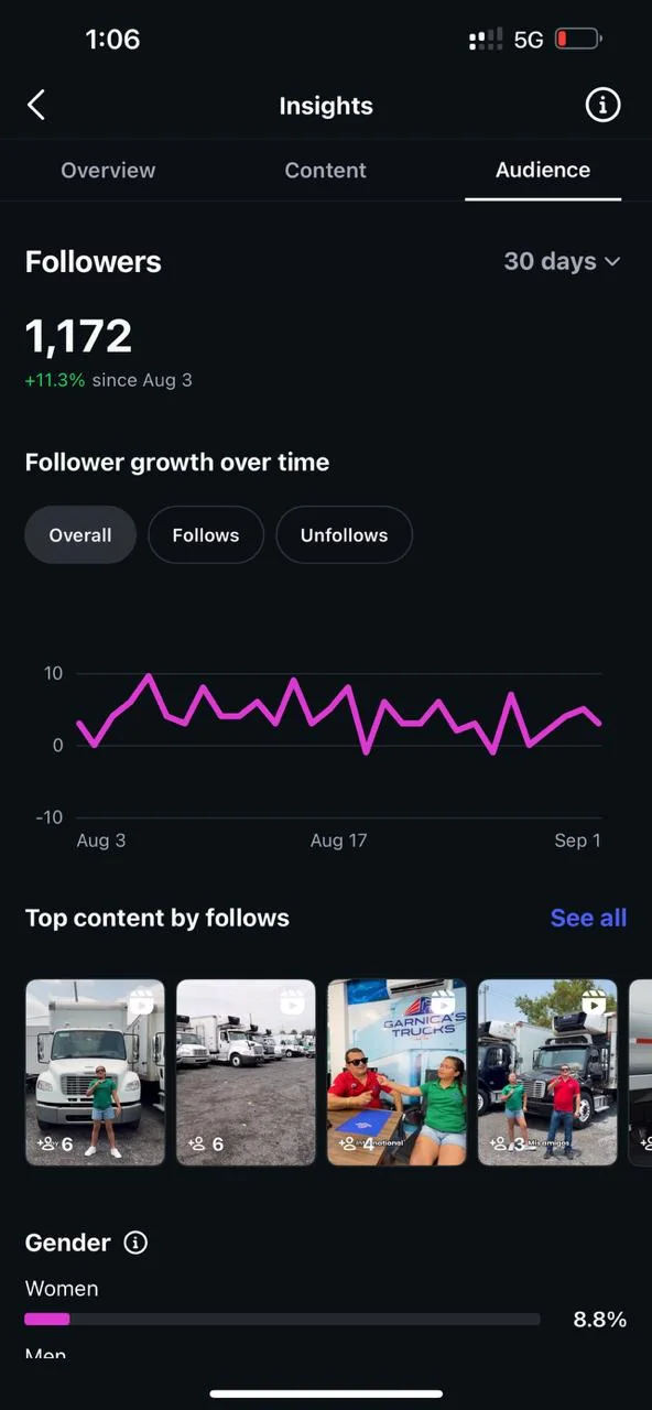 Audiencia de la cuenta de Instagram