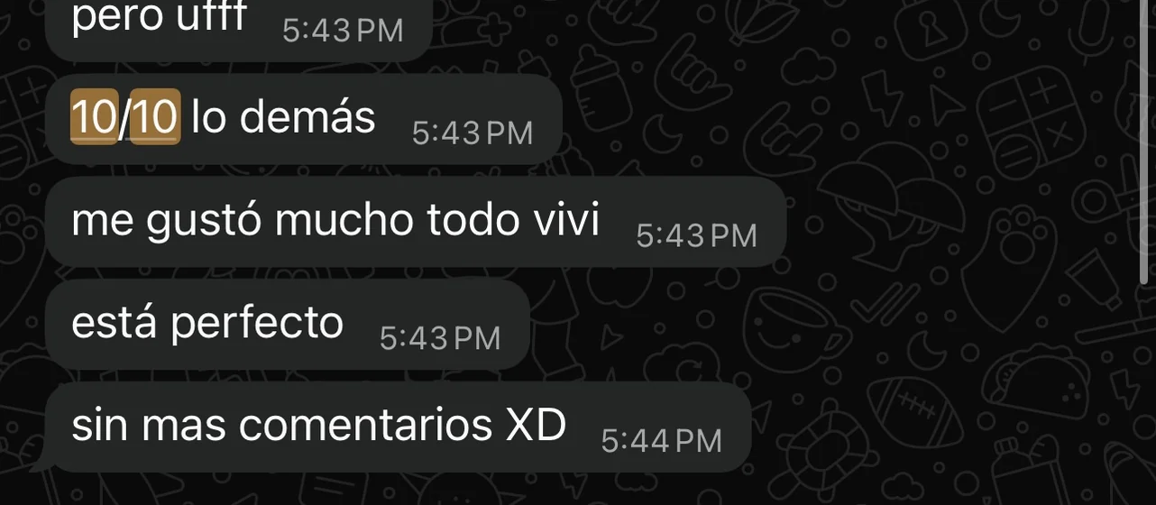 Comentario de un cliente por WhatsApp