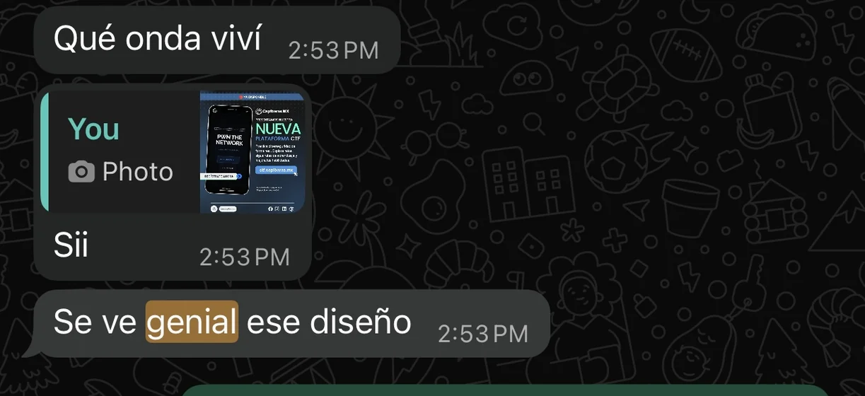 Comentario de un cliente por WhatsApp