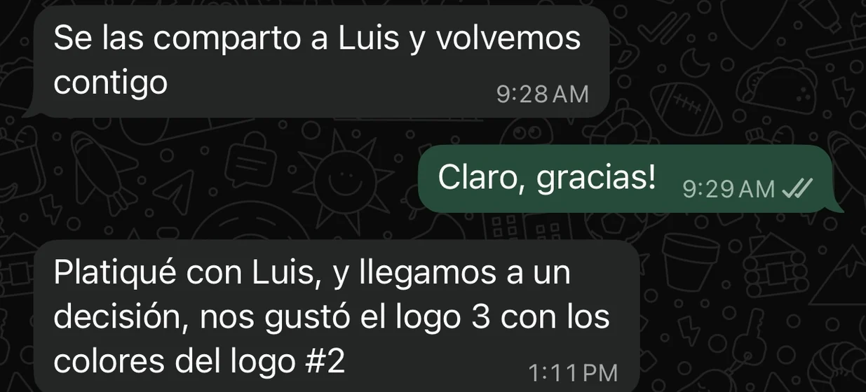 Comentario de un cliente por WhatsApp