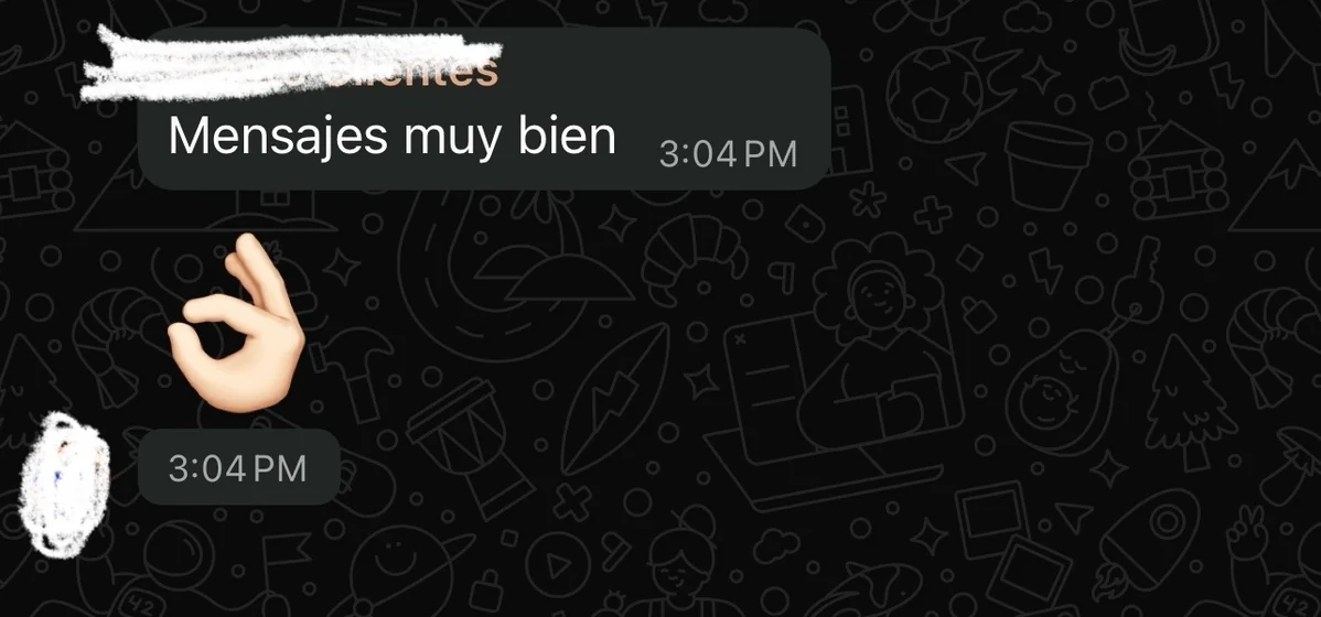 Comentario de un cliente por WhatsApp