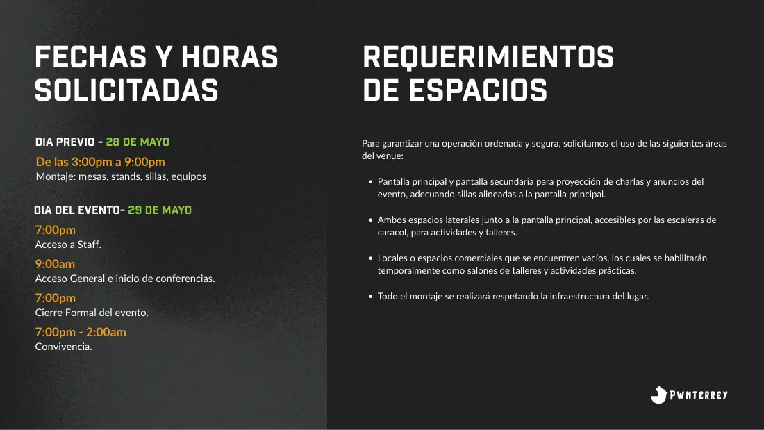 Layout del evento, lámina 6