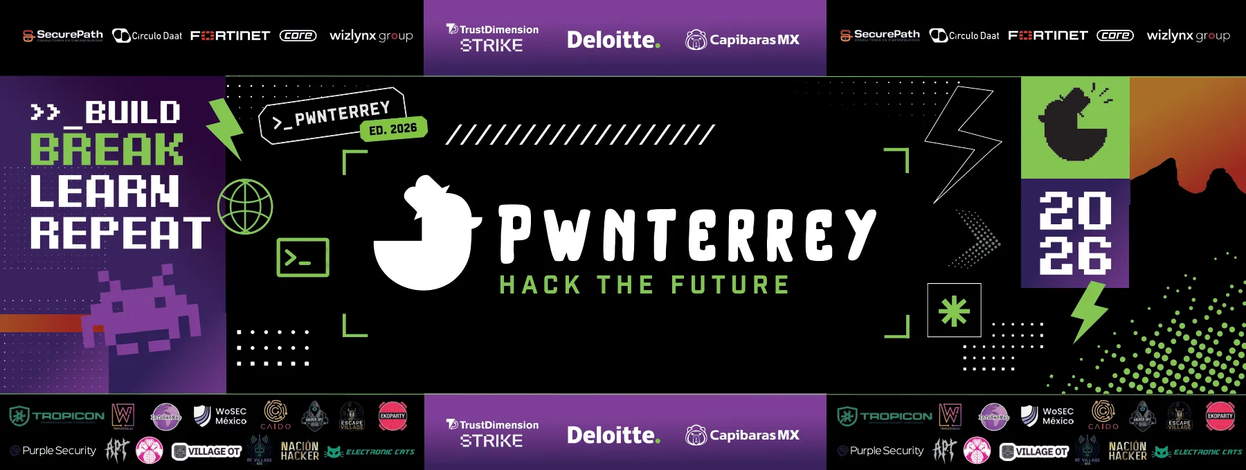 Diseño completo del wall banner de Pwnterrey 2026